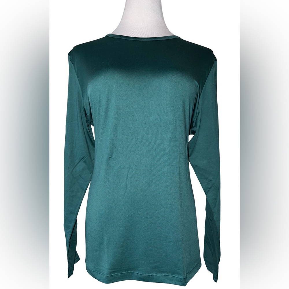 Cuddl Duds Chill Chasers Stretch Microfiber Long Sleeve Crew Top CD8485 Green